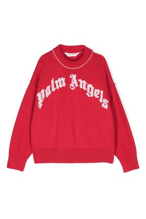 maglione in cotone rosso PALM ANGELS KIDS | PBHE001F24KNI0012501